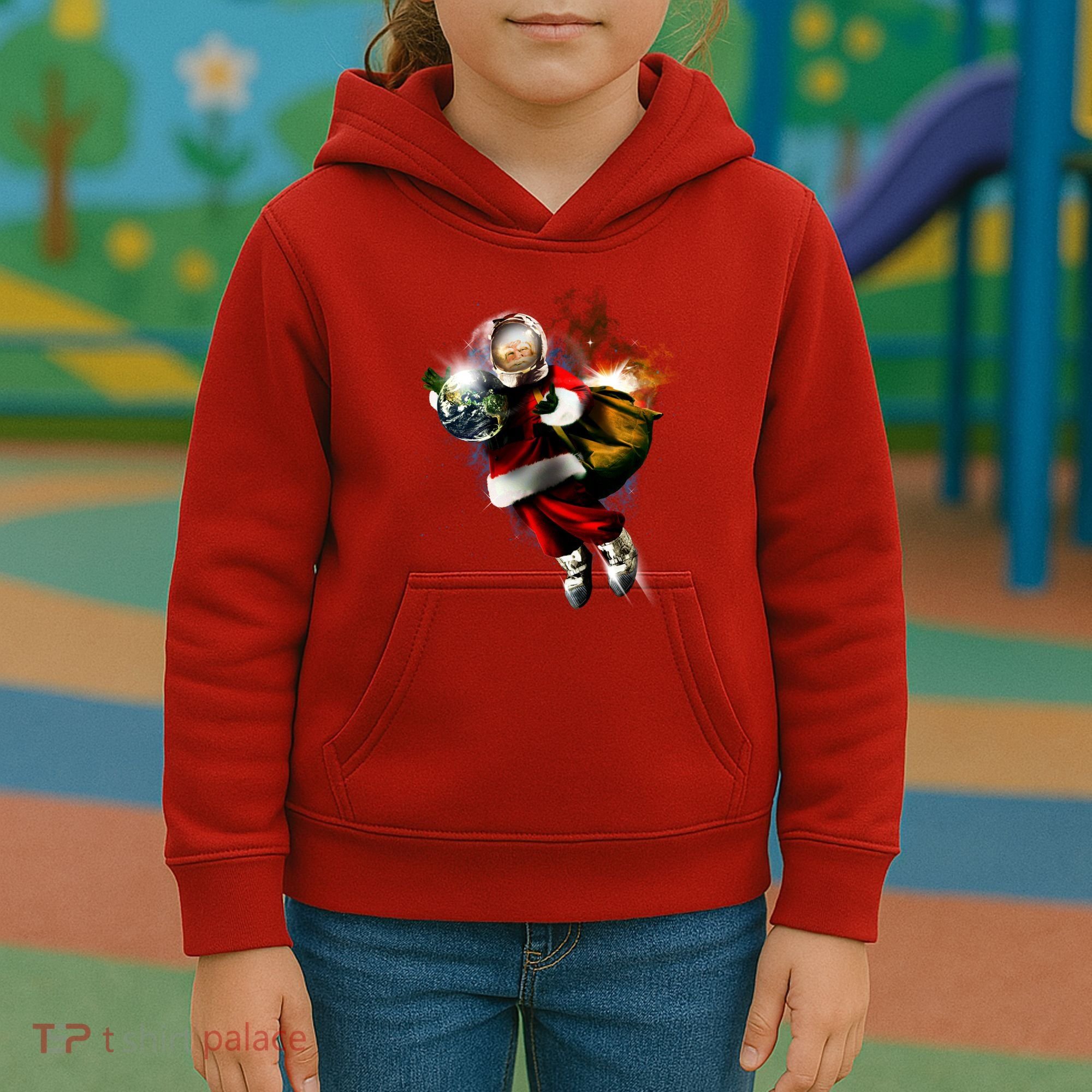 Santa Claus Astronaut In Space Kids Hoodie