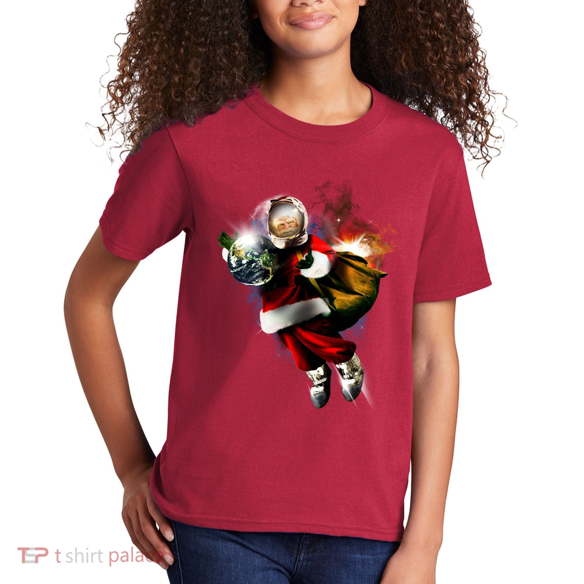 Santa Claus Astronaut In Space Kids T-Shirt