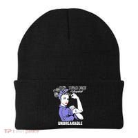 Stomach Cancer Awareness Stomach Cancer Warrior Unbreakable Gift Beanie thumb 0