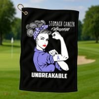 Stomach Cancer Awareness Stomach Cancer Warrior Unbreakable Gift Golf Towel thumb 1