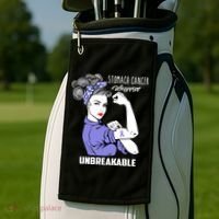 Stomach Cancer Awareness Stomach Cancer Warrior Unbreakable Gift Golf Towel thumb 2