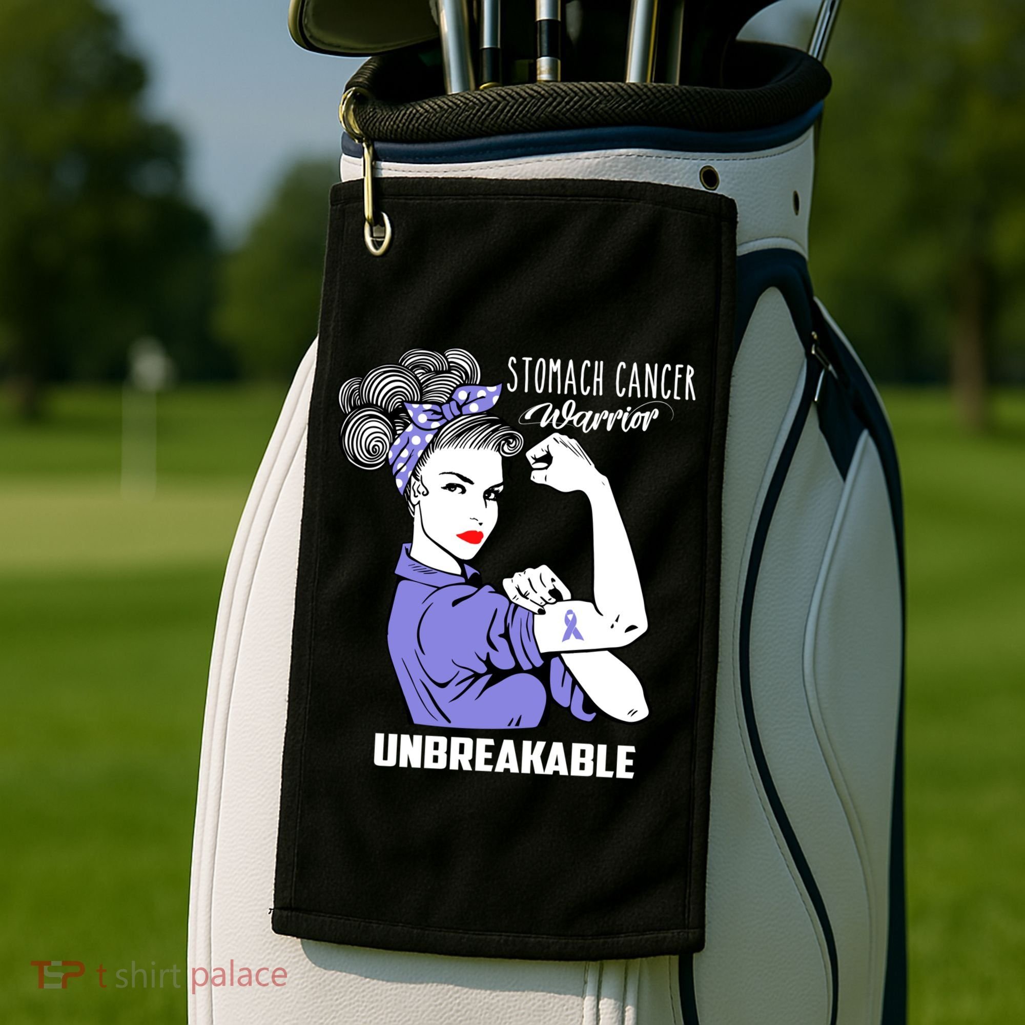 Stomach Cancer Awareness Stomach Cancer Warrior Unbreakable Gift Golf Towel