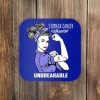 Stomach Cancer Awareness Stomach Cancer Warrior Unbreakable Gift Coaster thumb 0