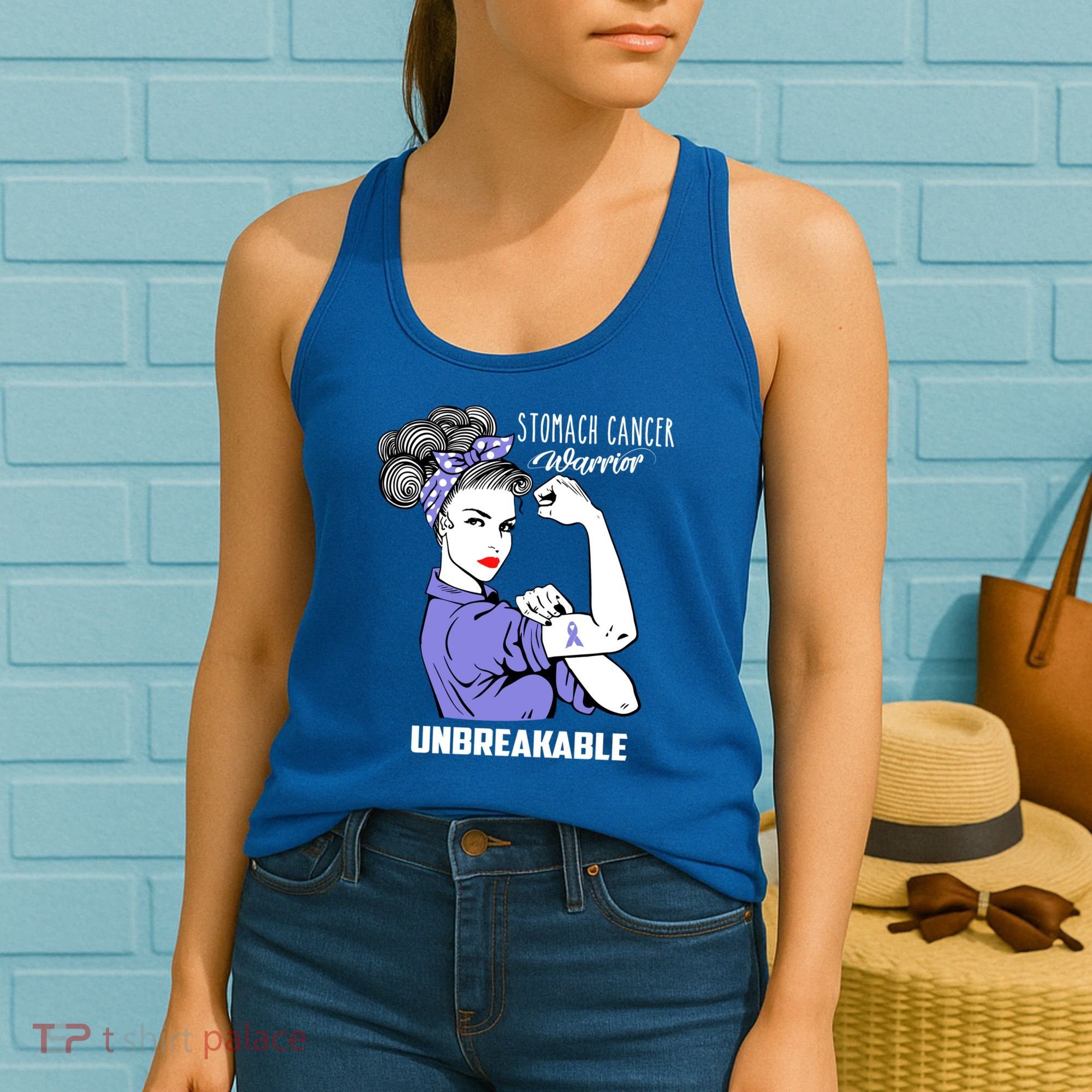 Stomach Cancer Awareness Stomach Cancer Warrior Unbreakable Gift Women's Tank Top
