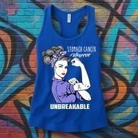 Stomach Cancer Awareness Stomach Cancer Warrior Unbreakable Gift Women's Tank Top thumb 3