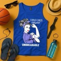 Stomach Cancer Awareness Stomach Cancer Warrior Unbreakable Gift Tank Top thumb 4
