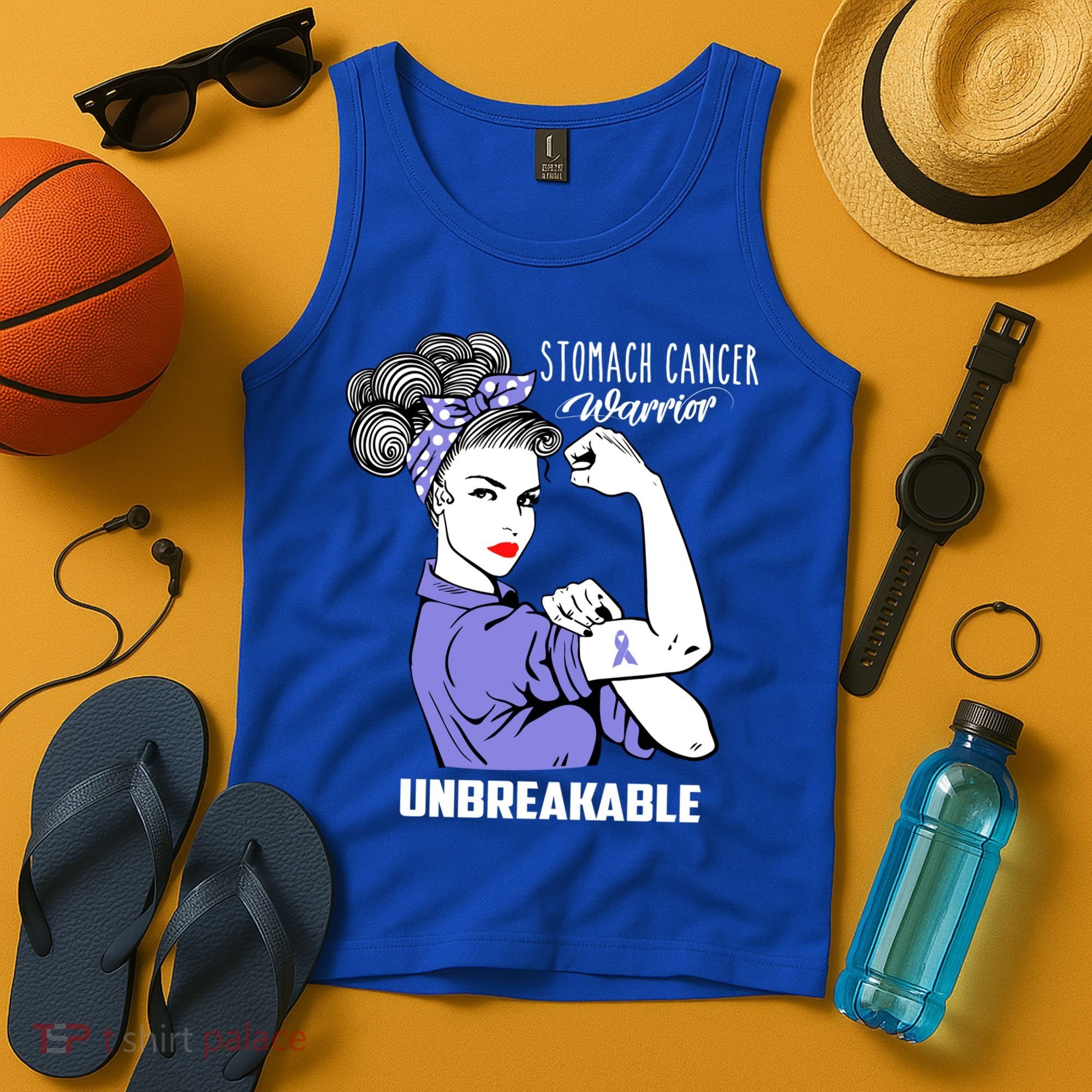 Stomach Cancer Awareness Stomach Cancer Warrior Unbreakable Gift Tank Top
