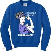 Stomach Cancer Awareness Stomach Cancer Warrior Unbreakable Gift Kids Sweatshirt thumb 0