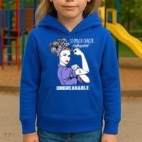 Stomach Cancer Awareness Stomach Cancer Warrior Unbreakable Gift Kids Hoodie thumb 3