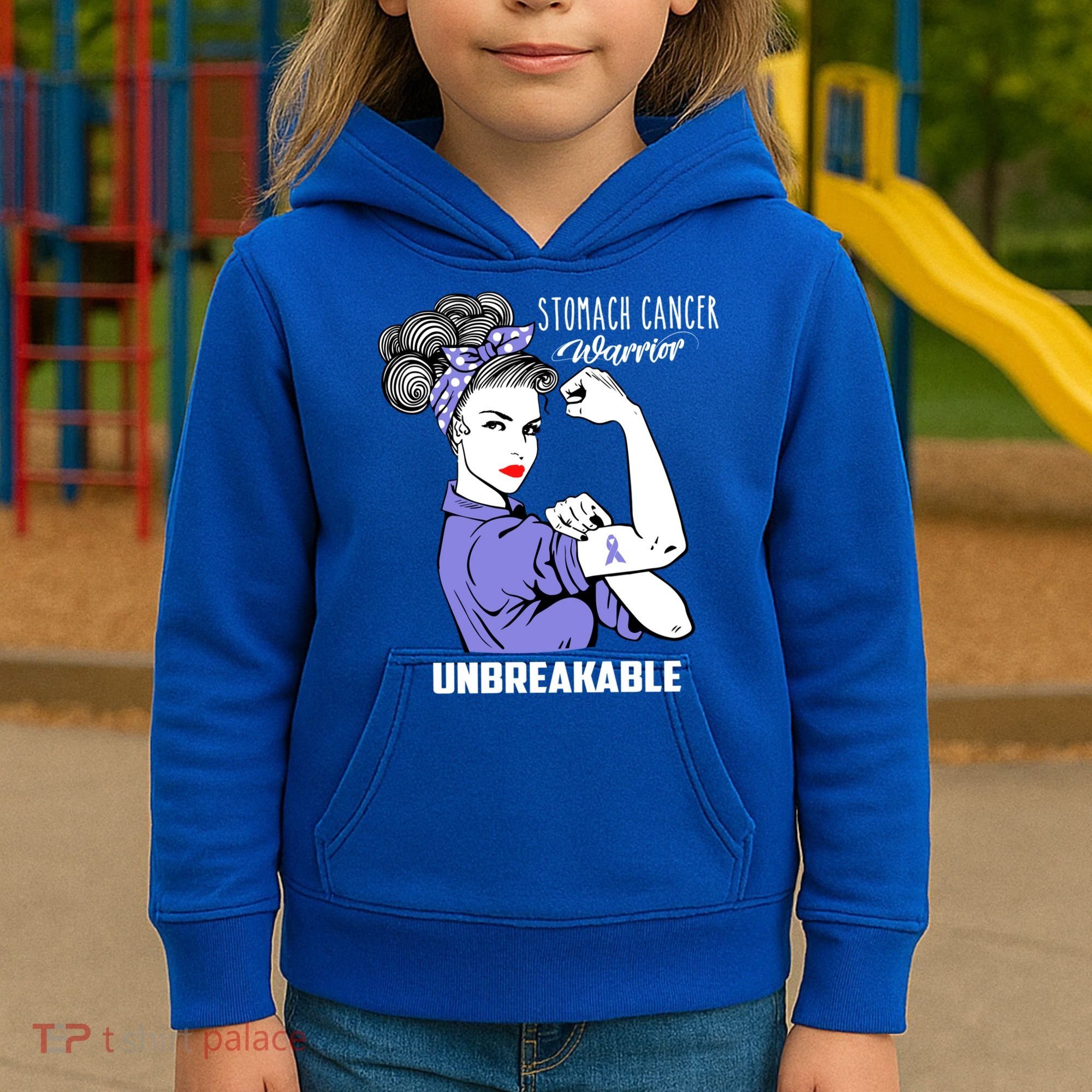 Stomach Cancer Awareness Stomach Cancer Warrior Unbreakable Gift Kids Hoodie