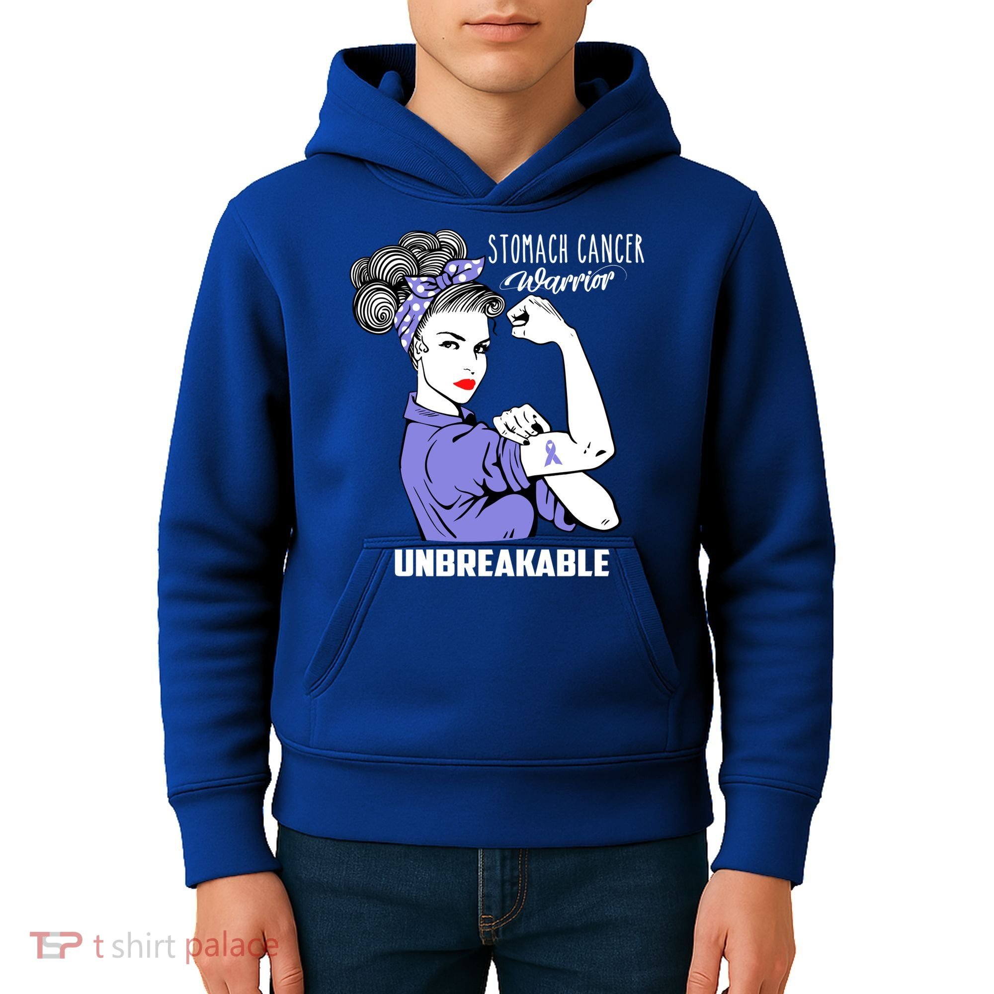 Stomach Cancer Awareness Stomach Cancer Warrior Unbreakable Gift Kids Hoodie