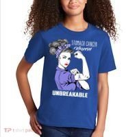 Stomach Cancer Awareness Stomach Cancer Warrior Unbreakable Gift Kids T-Shirt thumb 2