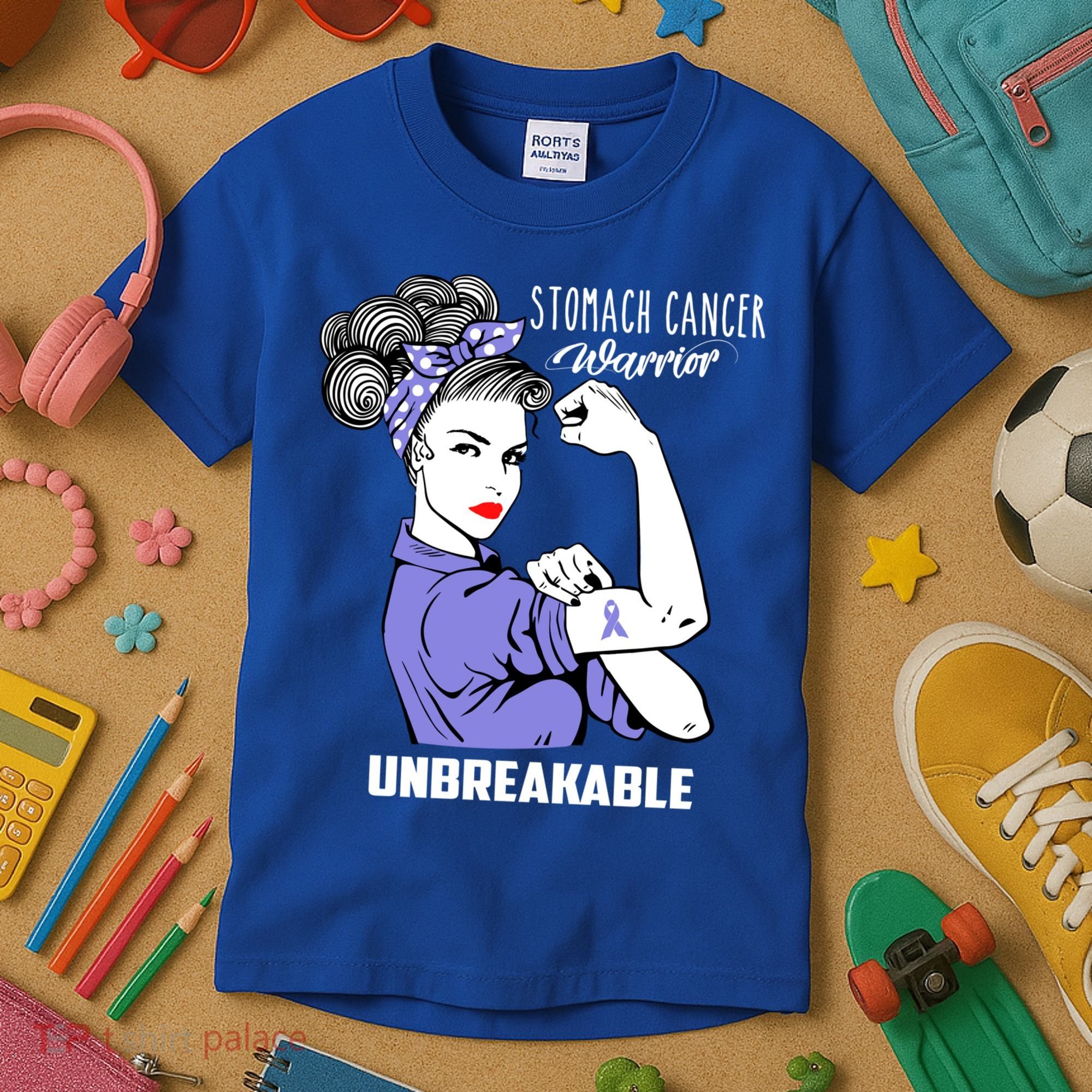 Stomach Cancer Awareness Stomach Cancer Warrior Unbreakable Gift Kids T-Shirt