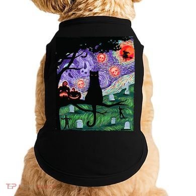 Spooky Cat Art Painting Halloween Doggie Tank