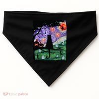 Spooky Cat Art Painting Halloween USA-Made Doggie Bandana thumb 0