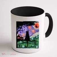 Spooky Cat Art Painting Halloween Coffee Mug thumb 1