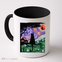 Spooky Cat Art Painting Halloween Coffee Mug thumb 0