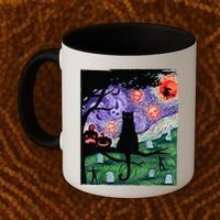 Spooky Cat Art Painting Halloween Coffee Mug thumb 2