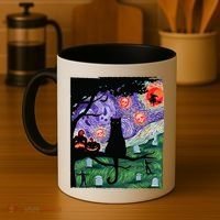 Spooky Cat Art Painting Halloween Coffee Mug thumb 4