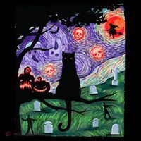 Spooky Cat Art Painting Halloween Coffee Mug thumb 5