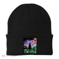 Spooky Cat Art Painting Halloween Beanie thumb 0
