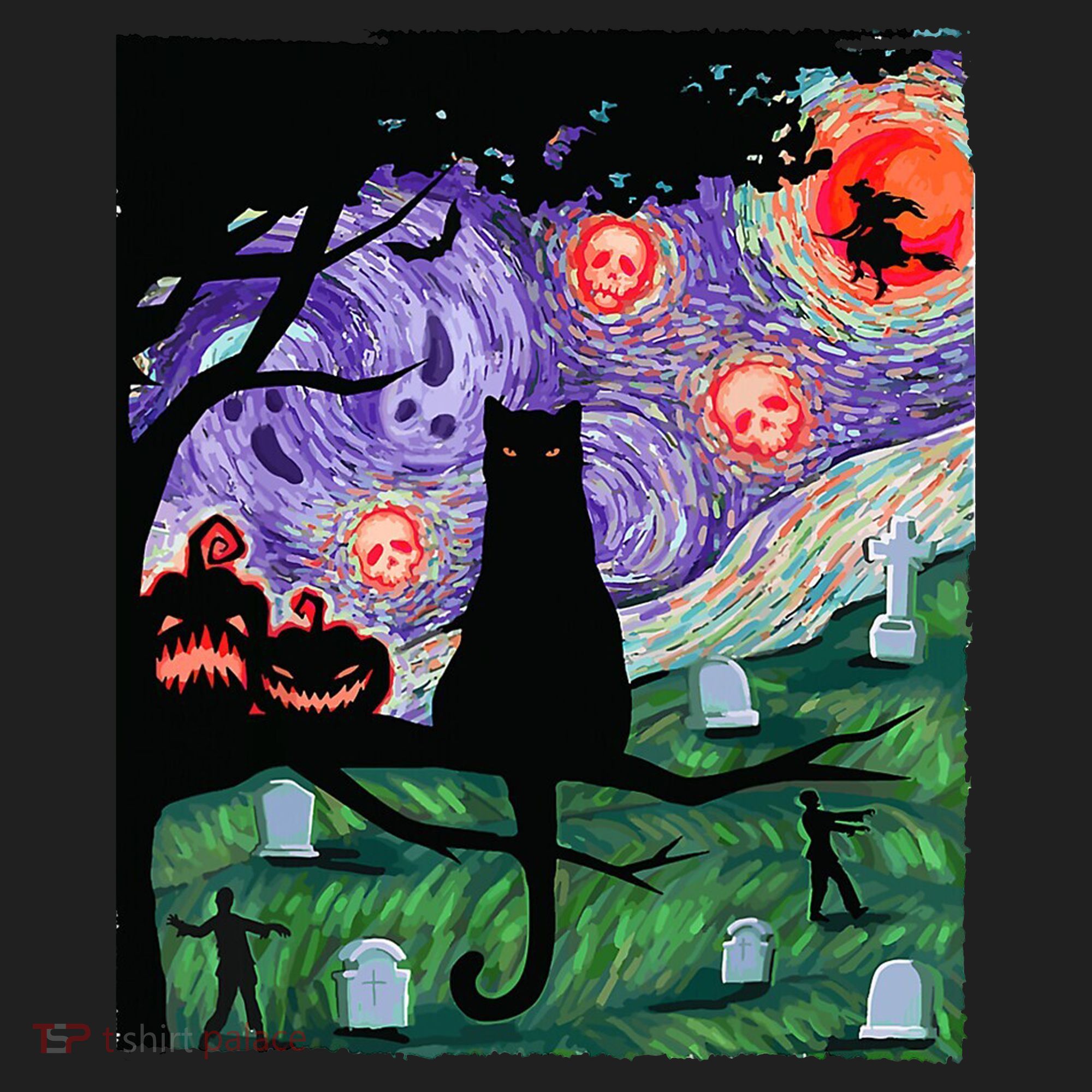 Spooky Cat Art Painting Halloween Beanie