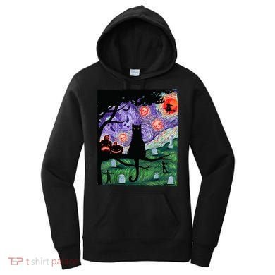 Spooky Cat Art Painting Halloween Women's Hoodie
