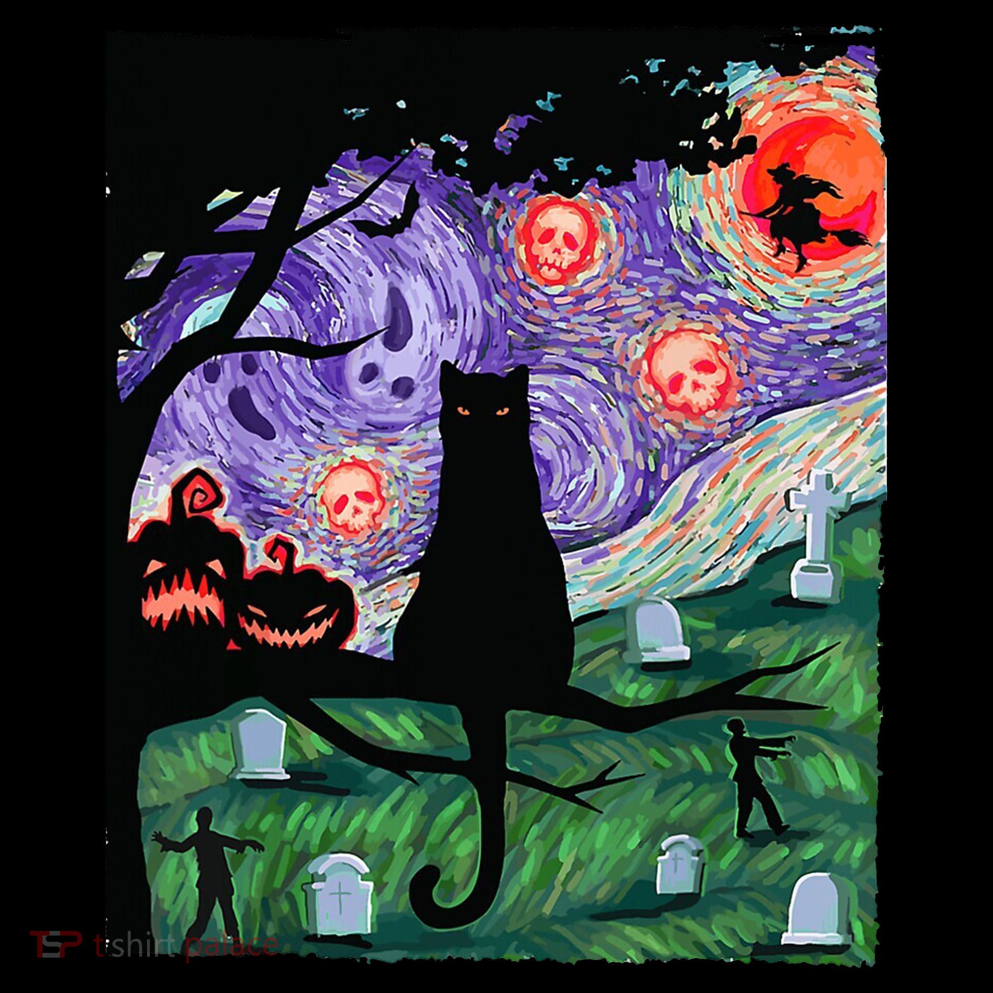 Spooky Cat Art Painting Halloween Women's Hoodie