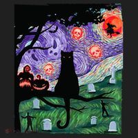 Spooky Cat Art Painting Halloween Hat thumb 2