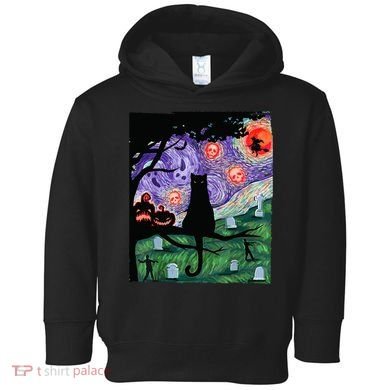 Spooky Cat Art Painting Halloween Toddler Hoodie
