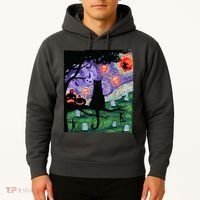 Spooky Cat Art Painting Halloween Hoodie thumb 2