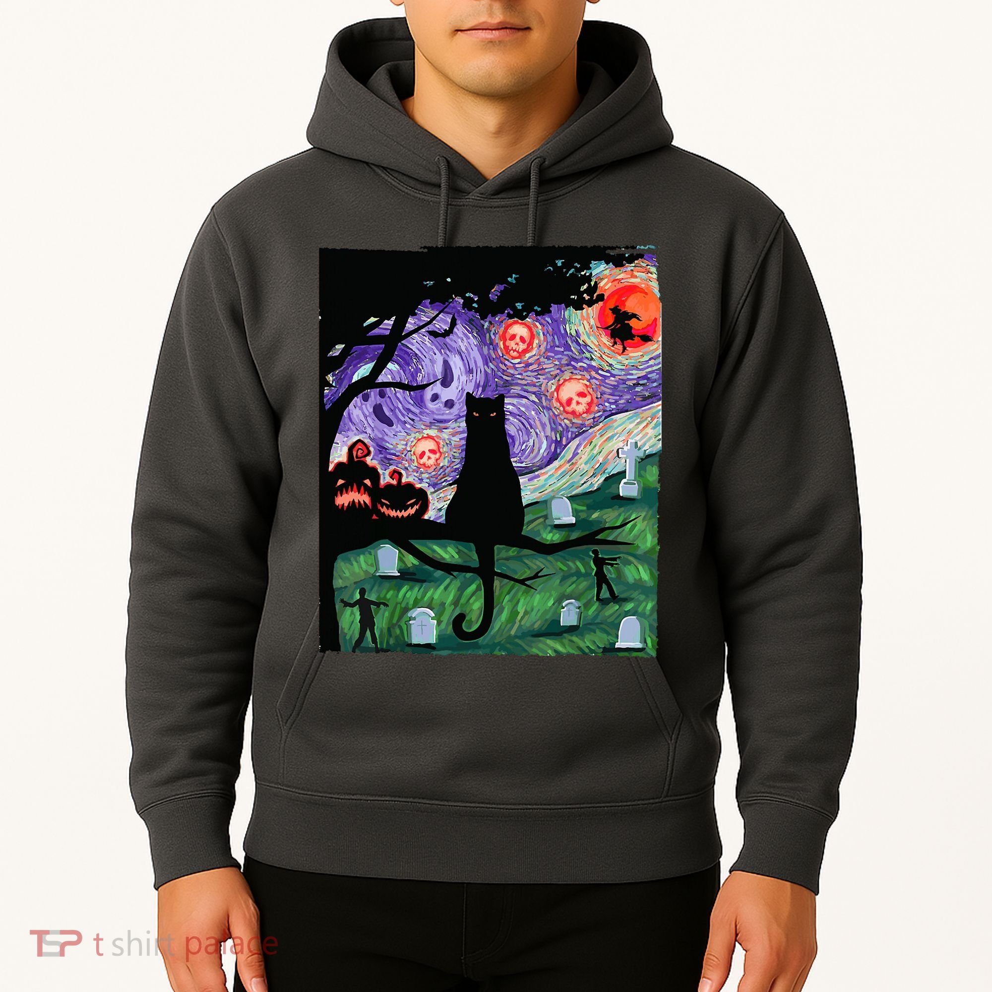Spooky Cat Art Painting Halloween Hoodie