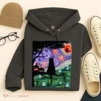 Spooky Cat Art Painting Halloween Hoodie thumb 4
