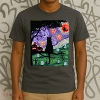 Spooky Cat Art Painting Halloween T-Shirt thumb 3