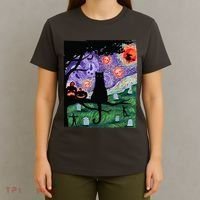 Spooky Cat Art Painting Halloween T-Shirt thumb 4