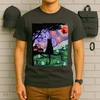 Spooky Cat Art Painting Halloween T-Shirt thumb 6