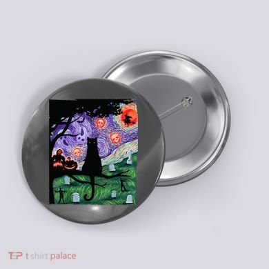 Spooky Cat Art Painting Halloween Button
