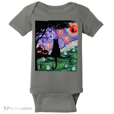 Spooky Cat Art Painting Halloween Baby Bodysuit