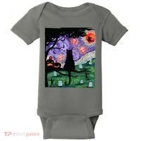 Spooky Cat Art Painting Halloween Baby Bodysuit thumb 0