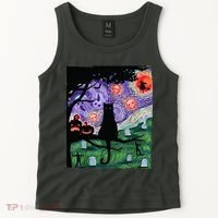 Spooky Cat Art Painting Halloween Tank Top thumb 2