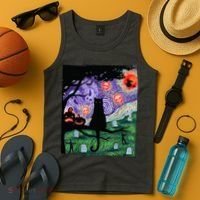 Spooky Cat Art Painting Halloween Tank Top thumb 4
