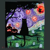 Spooky Cat Art Painting Halloween Tank Top thumb 6