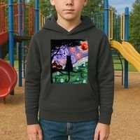 Spooky Cat Art Painting Halloween Kids Hoodie thumb 2