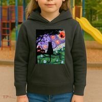 Spooky Cat Art Painting Halloween Kids Hoodie thumb 3
