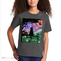 Spooky Cat Art Painting Halloween Kids T-Shirt thumb 2