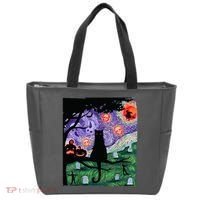 Spooky Cat Art Painting Halloween Tote Bag thumb 0