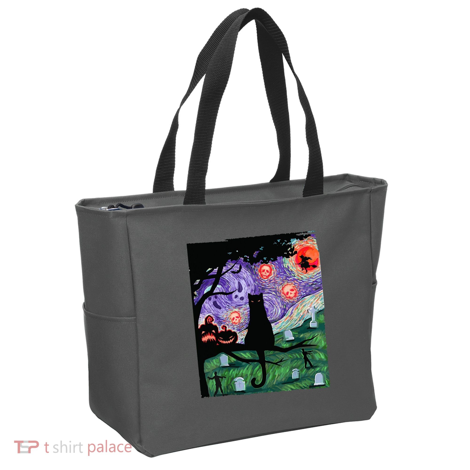 Spooky Cat Art Painting Halloween Tote Bag