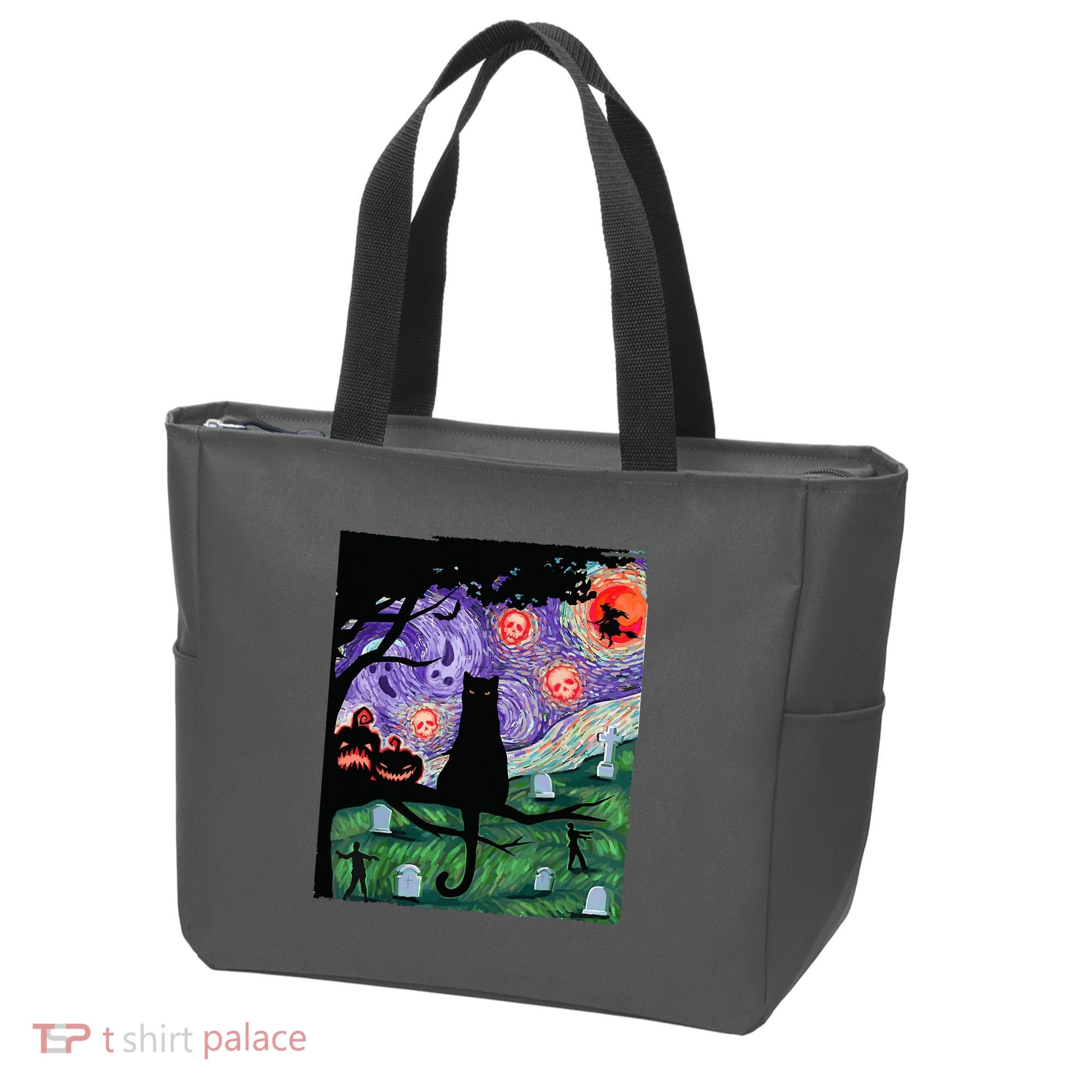Spooky Cat Art Painting Halloween Tote Bag