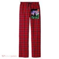 Spooky Cat Art Painting Halloween Men's Flannel Plaid Pajama Pants thumb 0