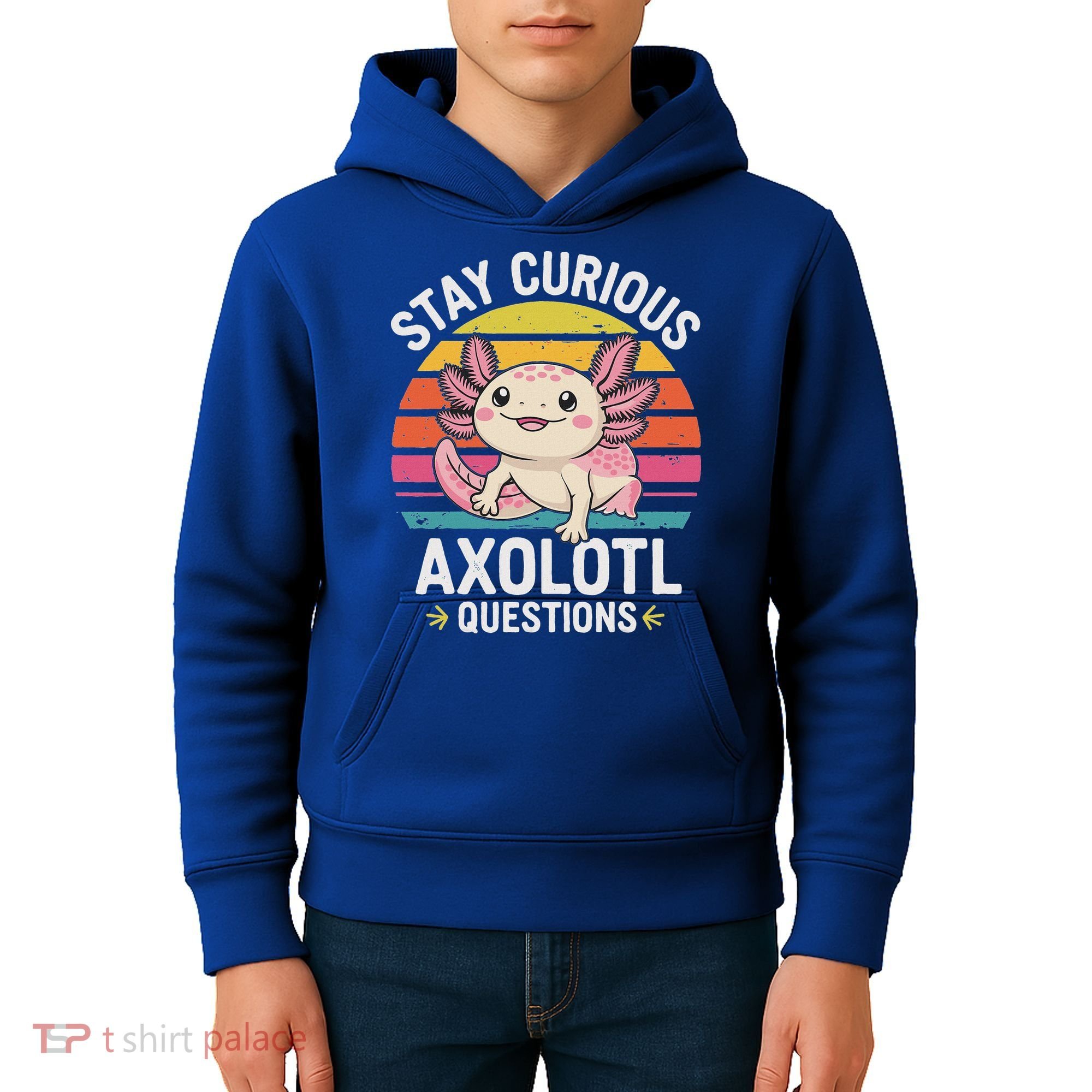 Stay Curious Axolotl Questions Kids Hoodie